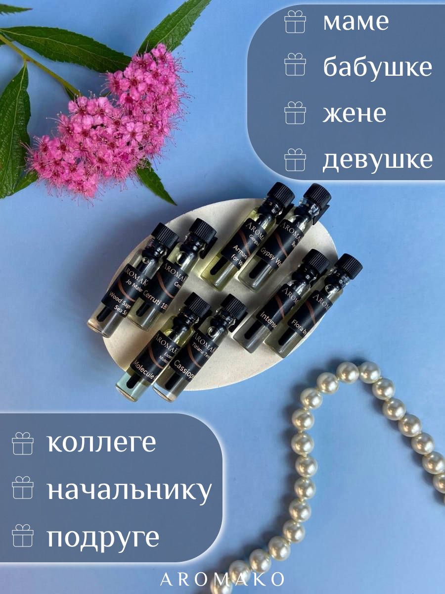 Набор №10 из 8 фиолок масляных духов женских и мужских ароматов по 1,5 мл. ТОП духи, парфюм AROMAKO